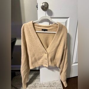 Kendall & Kylie Cream Button-Up Cardigan